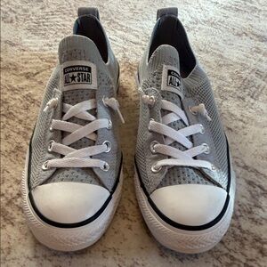 Converse Light Gray Knit Low Top Sneakers